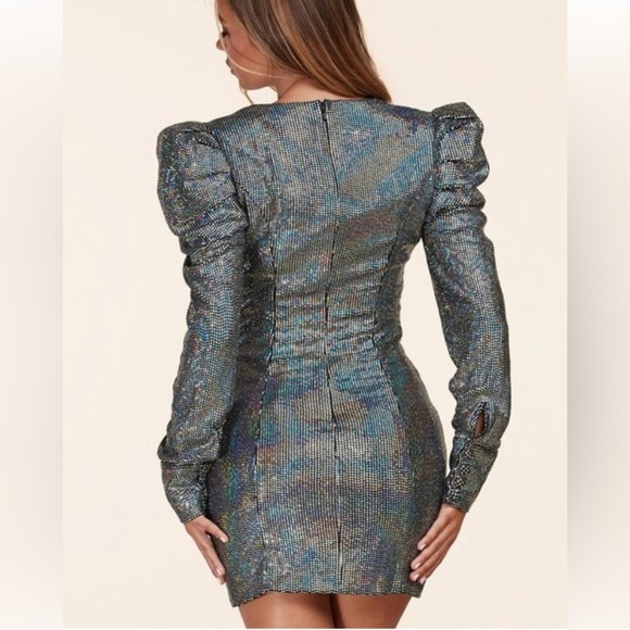 blazer mini dress with a surplice neck, structured shoulders - Picture 4 of 5